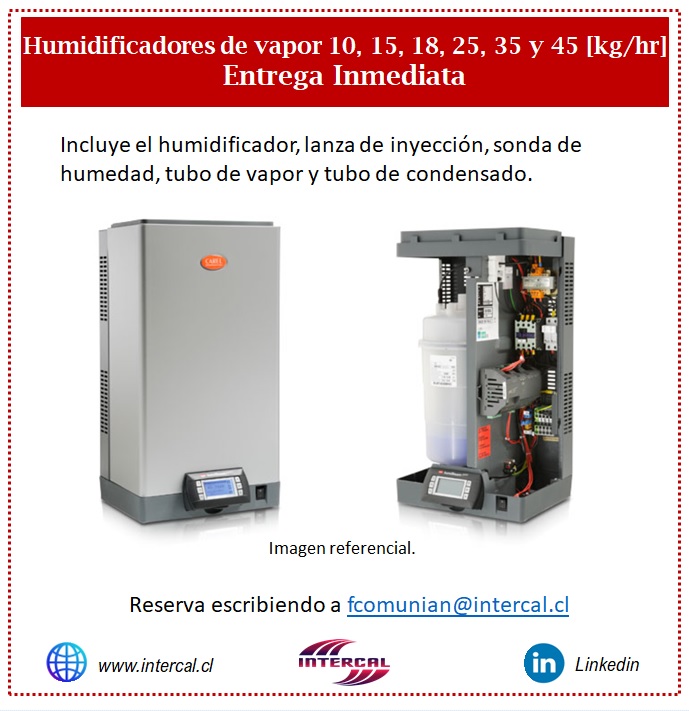 Humidificadores de Vapor 10, 15, 18, 25, 35 y 45 kg/hr.